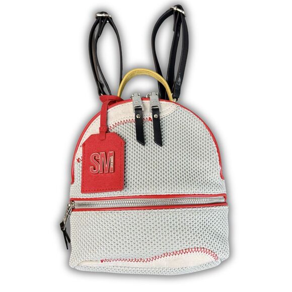 New Steve Madden Mini Backpack Gray w/ Red Yellow Details Convertible Purse Bag - Picture 1 of 16